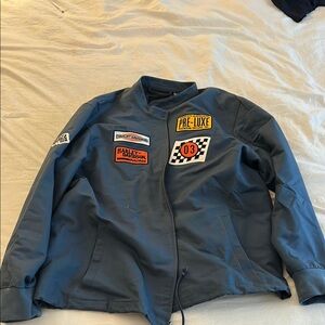 Harley-Davidson Blue Bomber Jacket with Iconic Patches